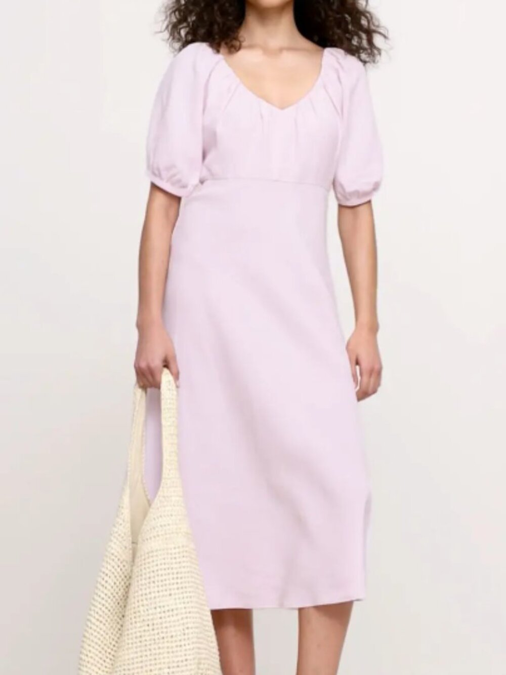 Banana Republic Ruched Long Midi Dress in Viscose-Linen NWT, Size 6